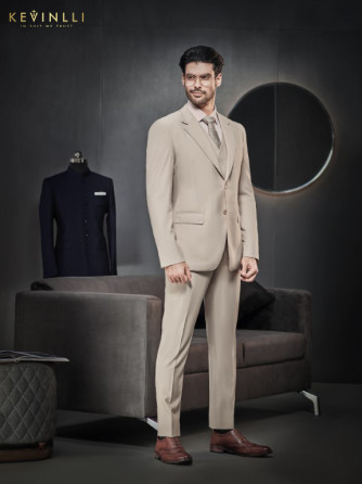 Suit Nam Đẹp Italy 95% Wool - Kem - Cổ Ve Xuôi - 2 Nút